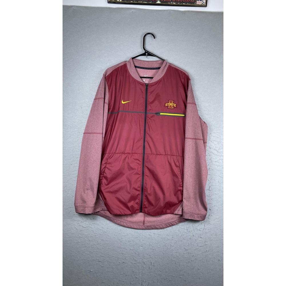 Iowa State Cyclones Jacket Mens Large Red NCAA‎ Football Nike Shield Full Zip